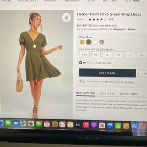 Lulu’s Harbor Point Olive Green Wrap Dress XS